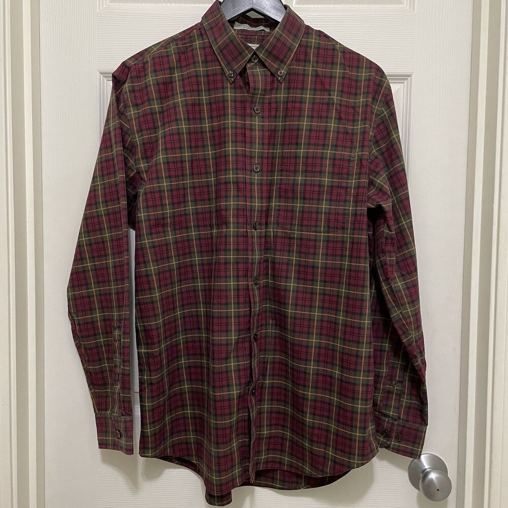 LL Bean Traditional Fit Wrinkle Free Button Down Plaid Long Sleeve Men's Medium‎